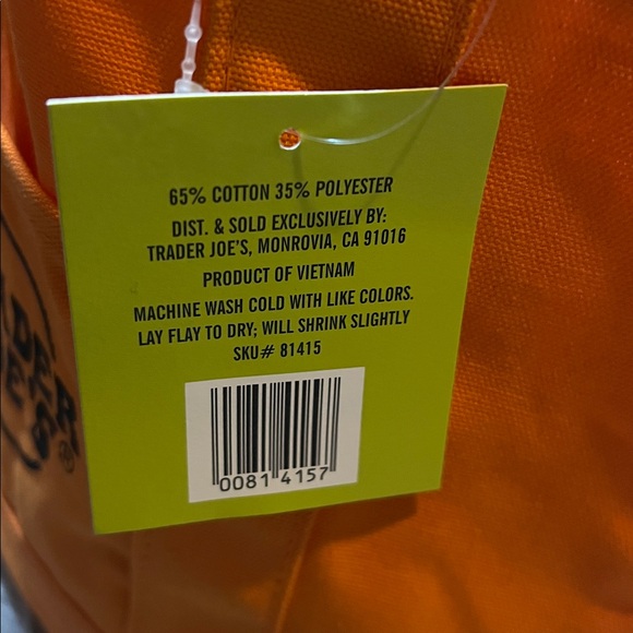NWT🧡Orange Trader Joe's Mini Canvas Tote Bag - Picture 10 of 15